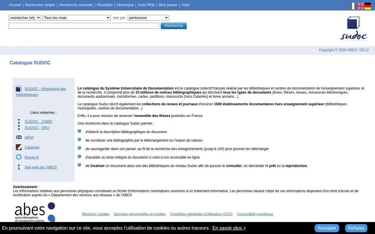 SUDOC website preview