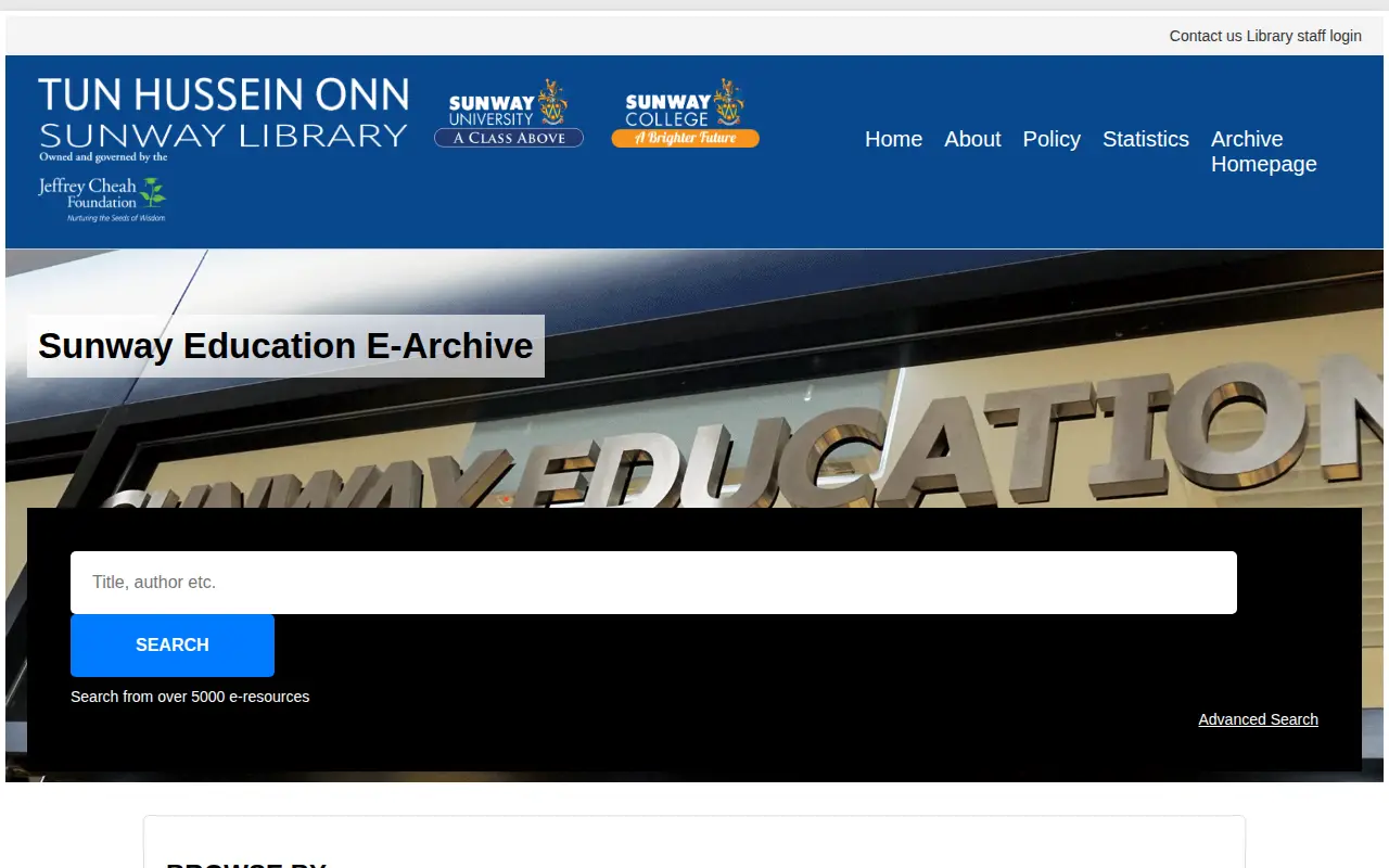 Sunway University Institutional Repository website preview
