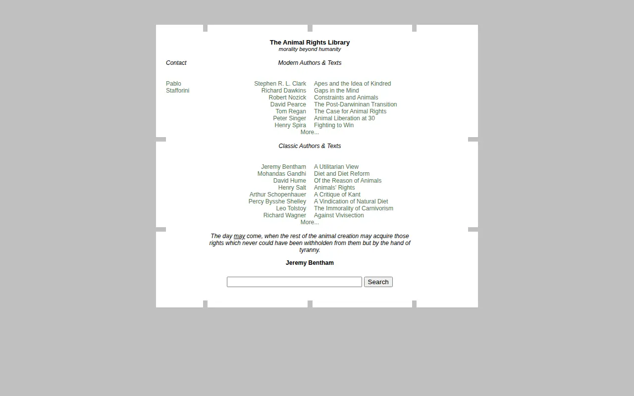 The Animal Rights Library website preview