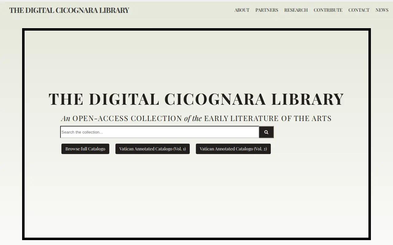 The Digital Cicognara Library website preview