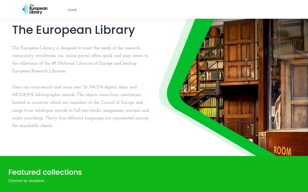 The European Library website preview