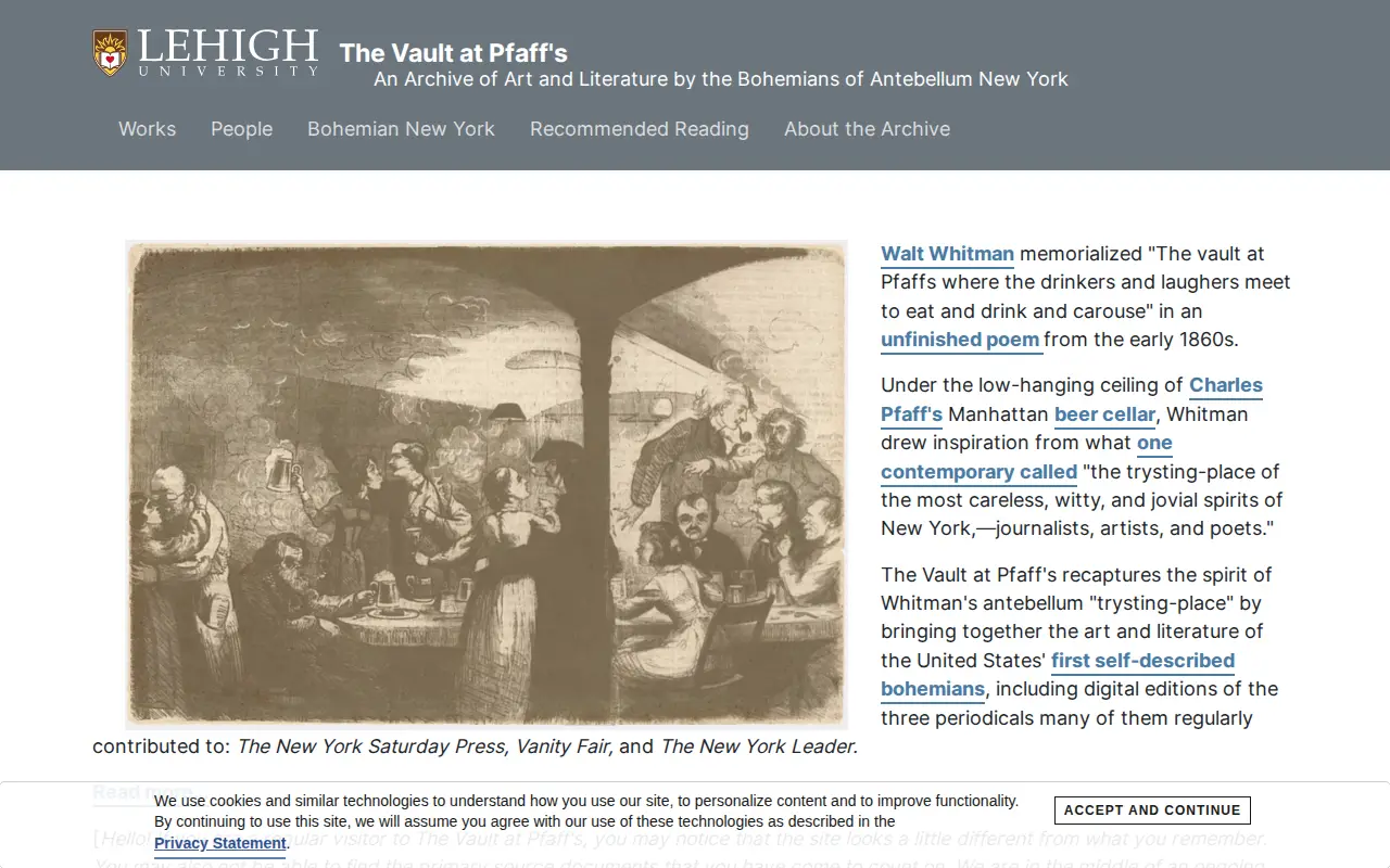 The Vault at Pfaff's website preview