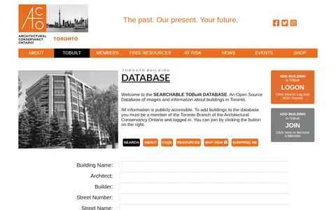 Preview of TOBuilt Architectural Database