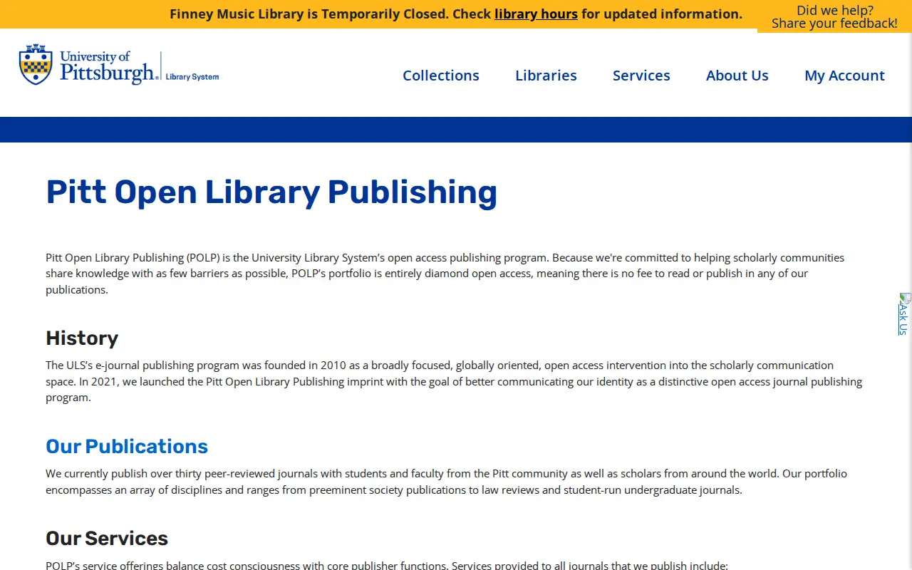 ULS E-Journal Publishing Program website preview