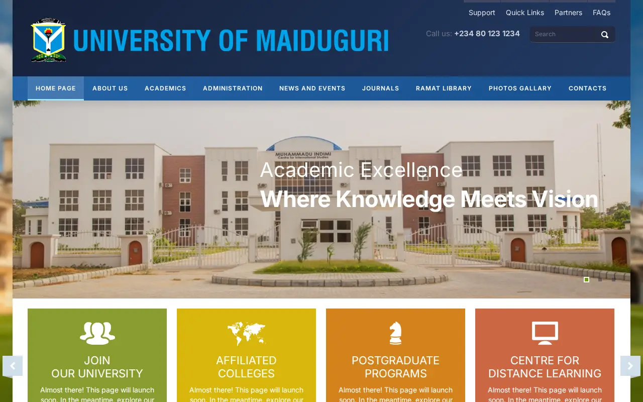 University of Maiduguri Library website preview