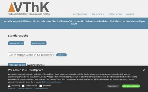 Preview of Virtual Catalogue for Theology and Church