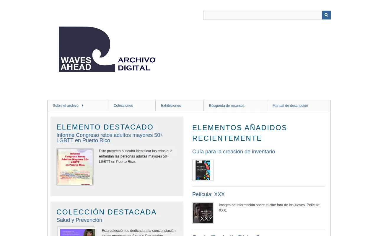 Waves Ahead Digital Archive website preview