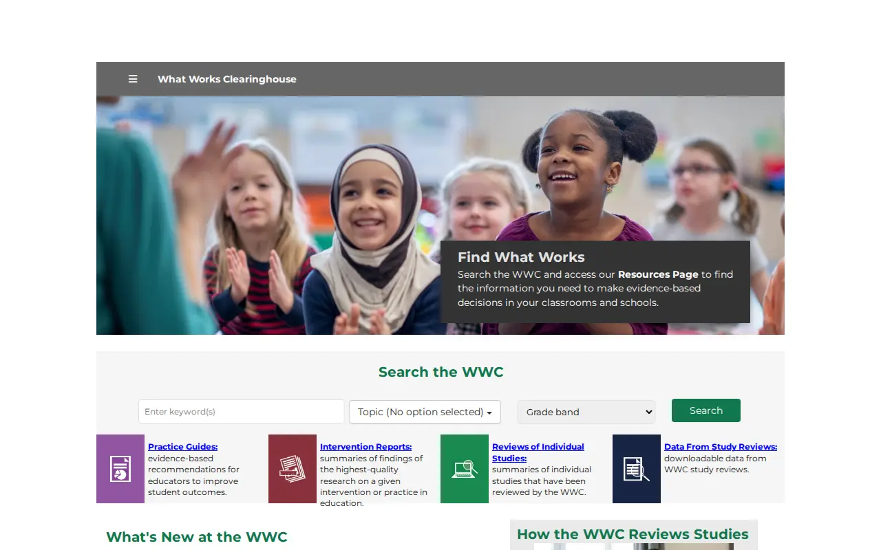What Works Clearinghouse website preview