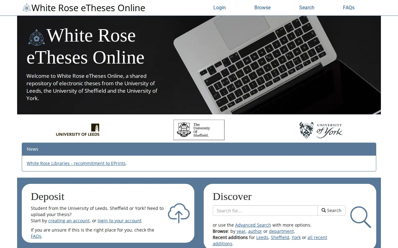 White Rose Etheses Online website preview