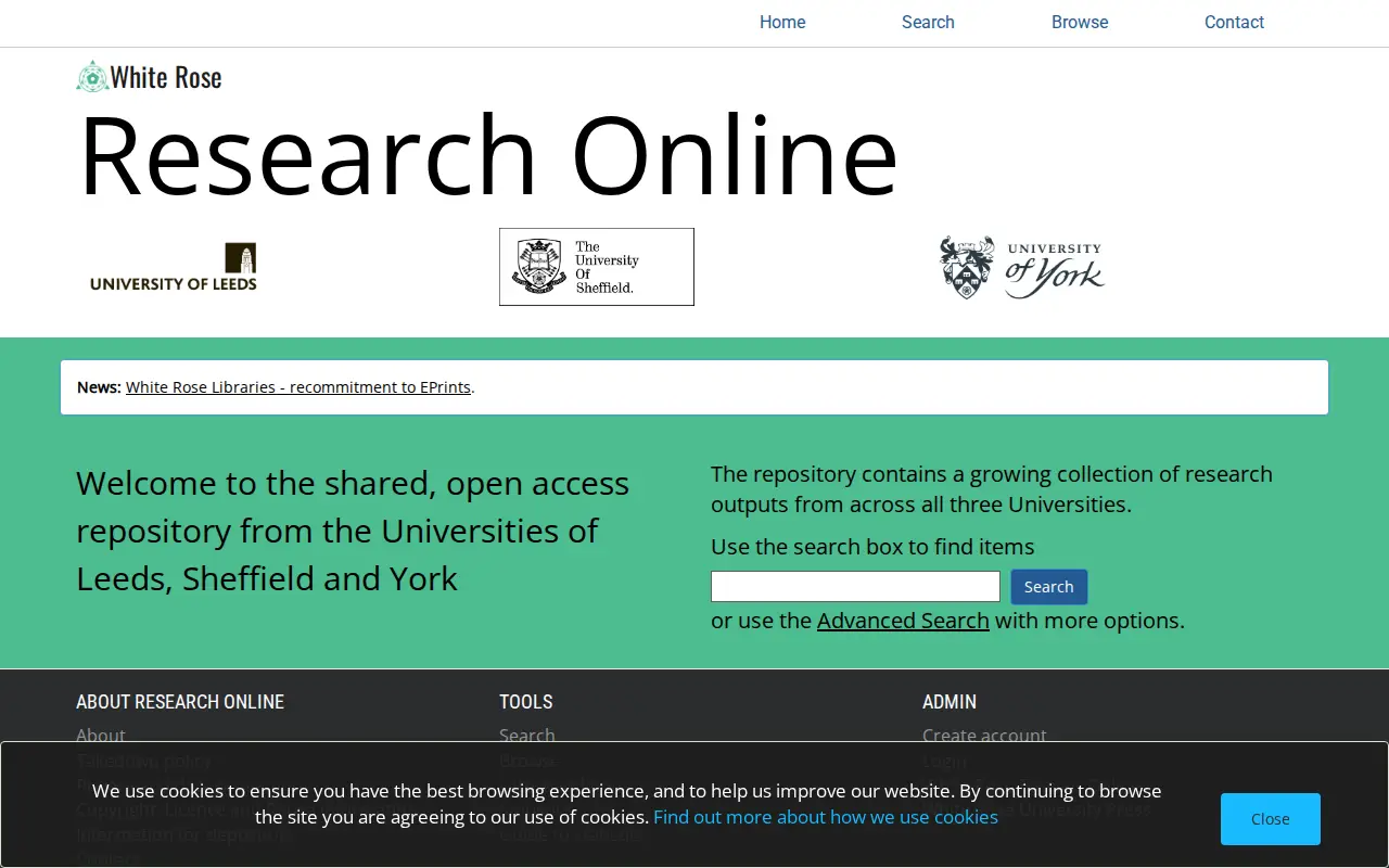 White Rose Research Online website preview