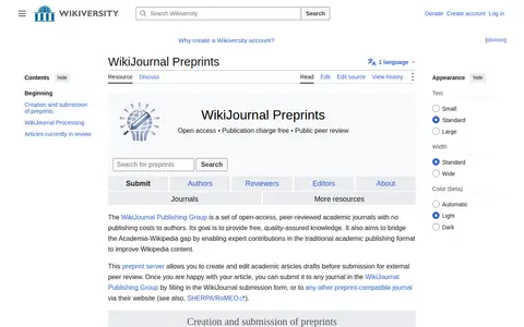 Preview of WikiJournal Preprints