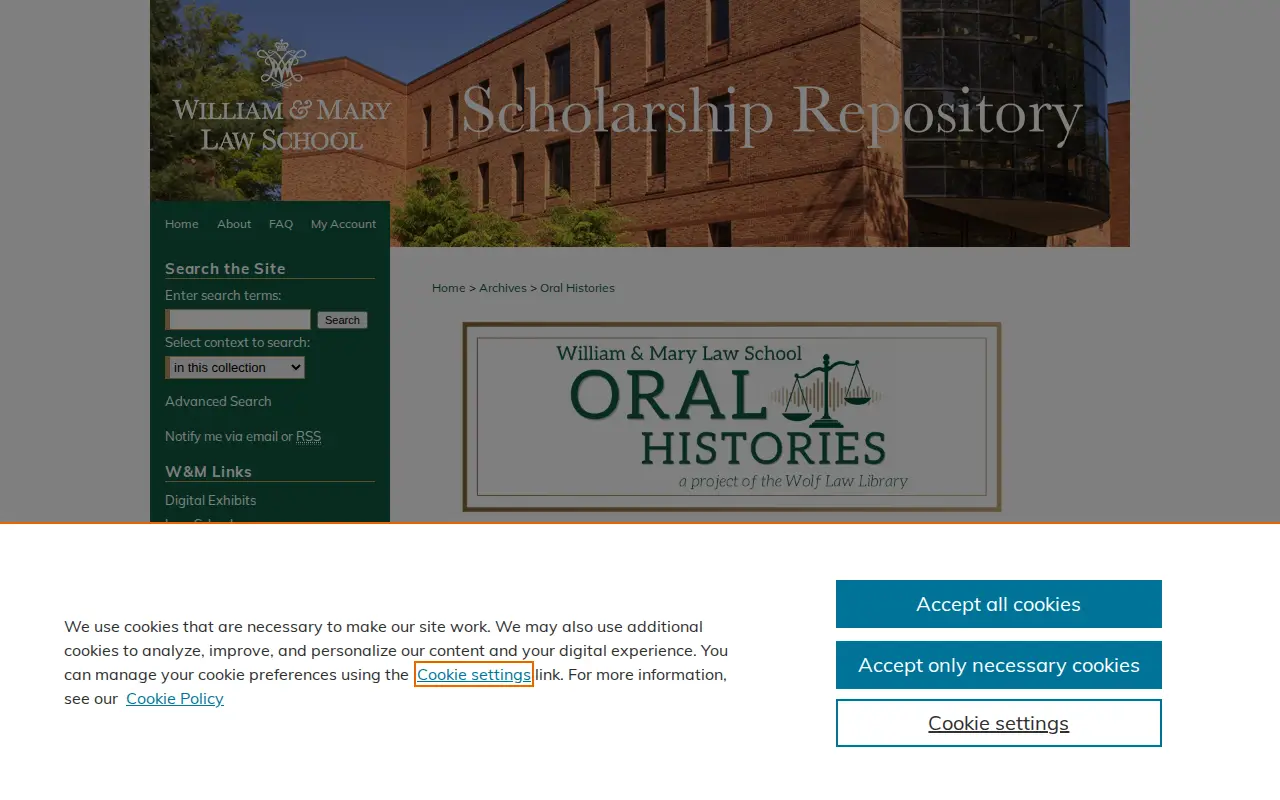 William & Mary Law School Oral Histories website preview
