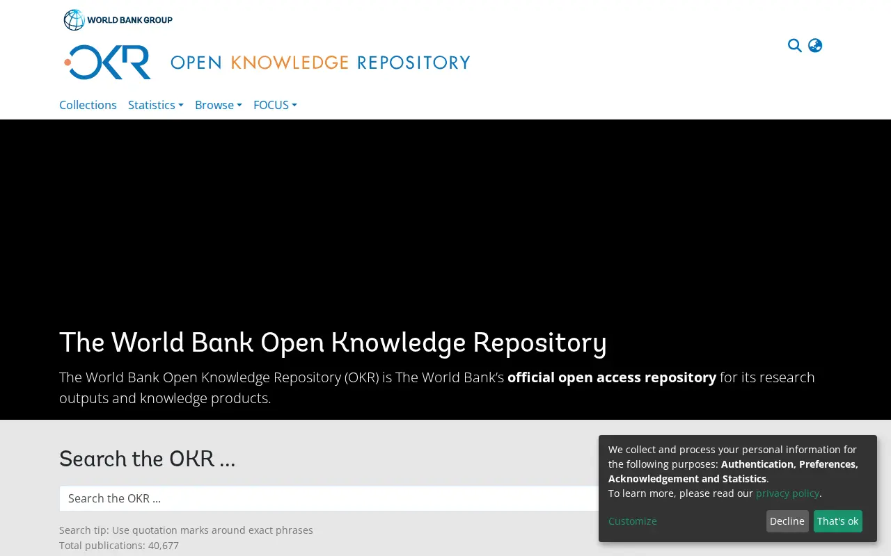 World Bank Open Knowledge Repository website preview