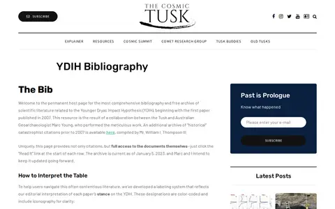 Preview of Younger Dryas Impact Hypothesis bibliography and paper archive