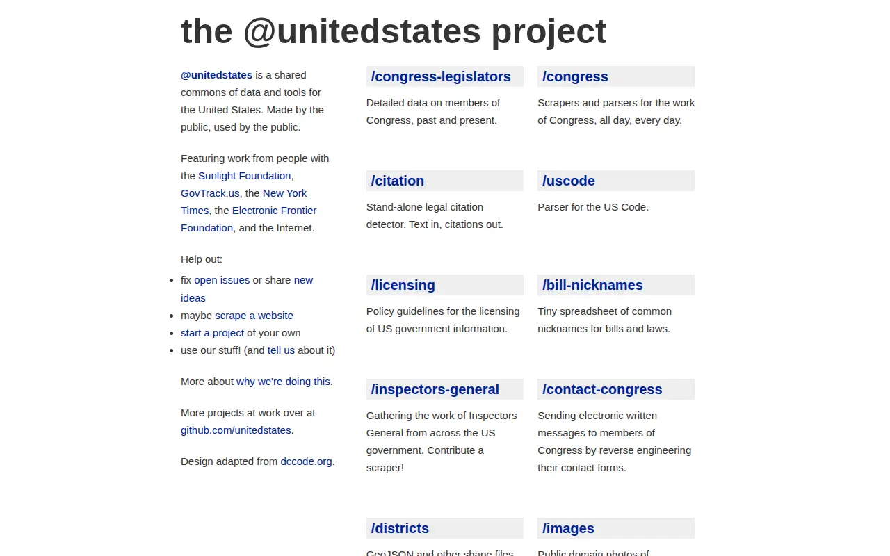 Preview of @unitedstates project