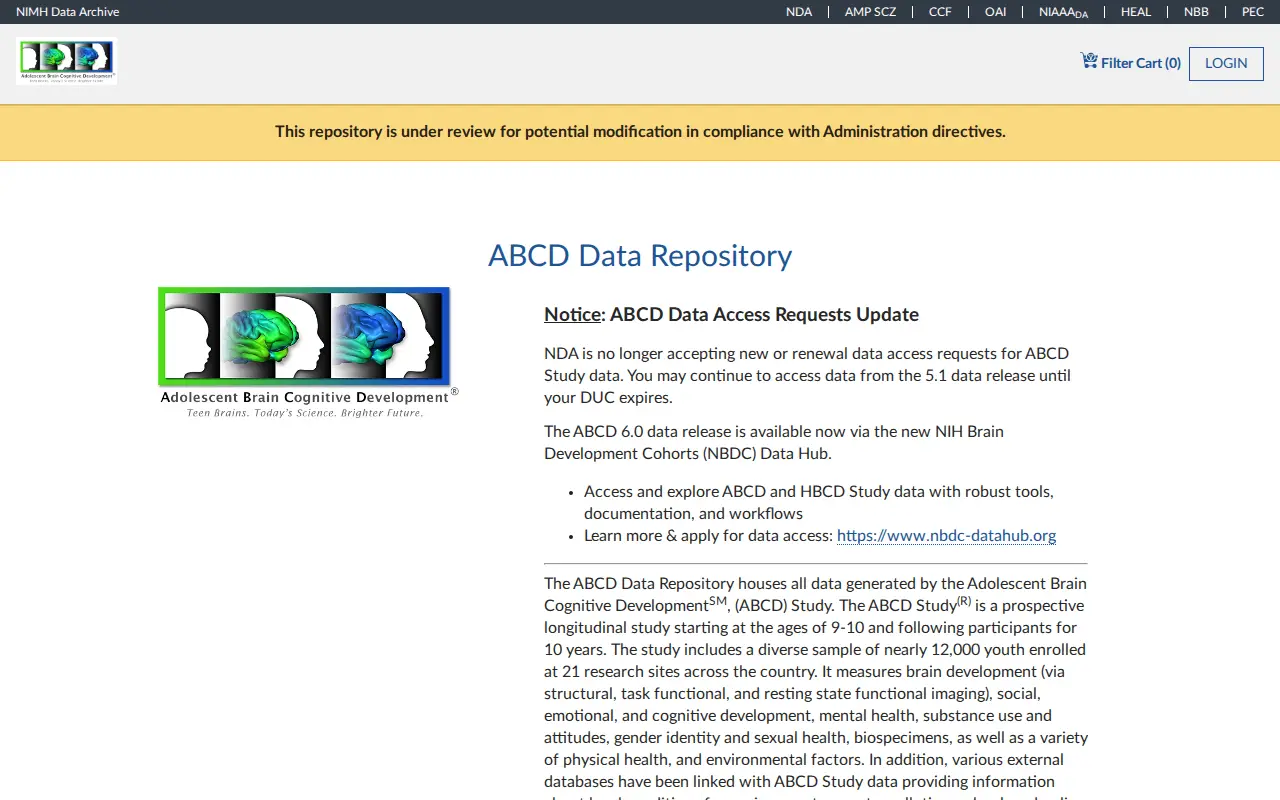 ABCD Data Repository website preview