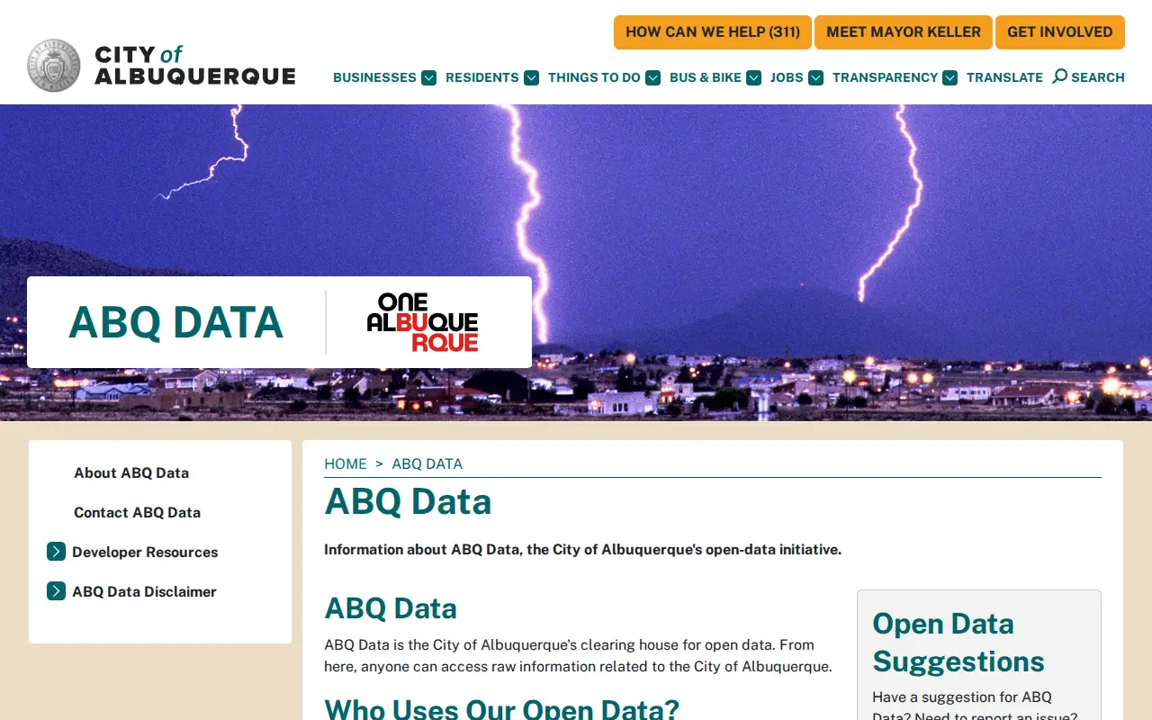ABQ Open Data website preview