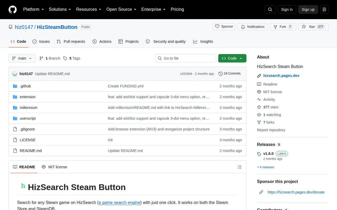 Steam Button website preview