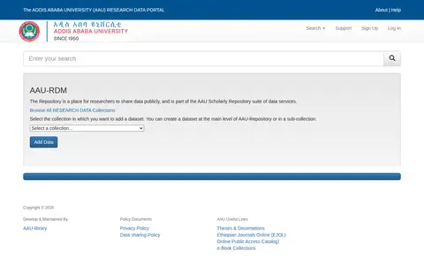 Preview of Addis Ababa University Research Data Repository