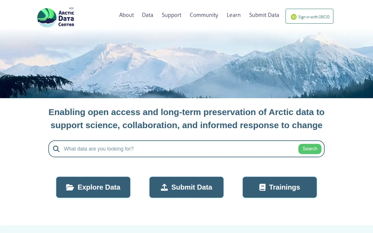 Advanced Cooperative Arctic Data and Information Service website preview