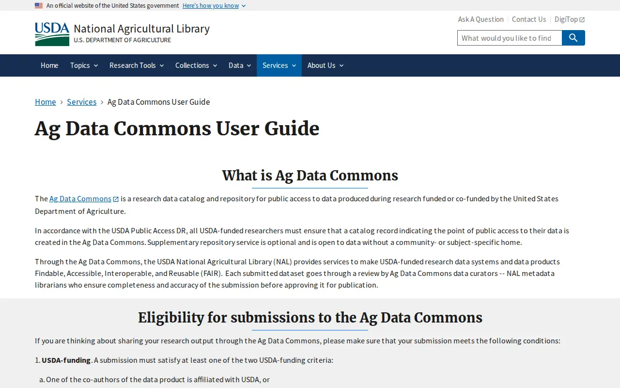 Ag Data Commons website preview