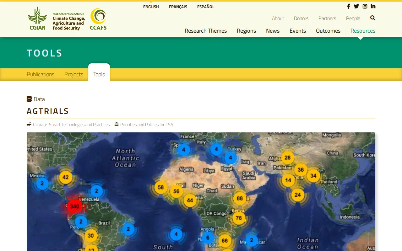 AgTrials database website preview