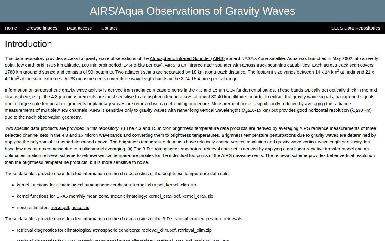 AIRS/Aqua Observations of Gravity Waves website preview
