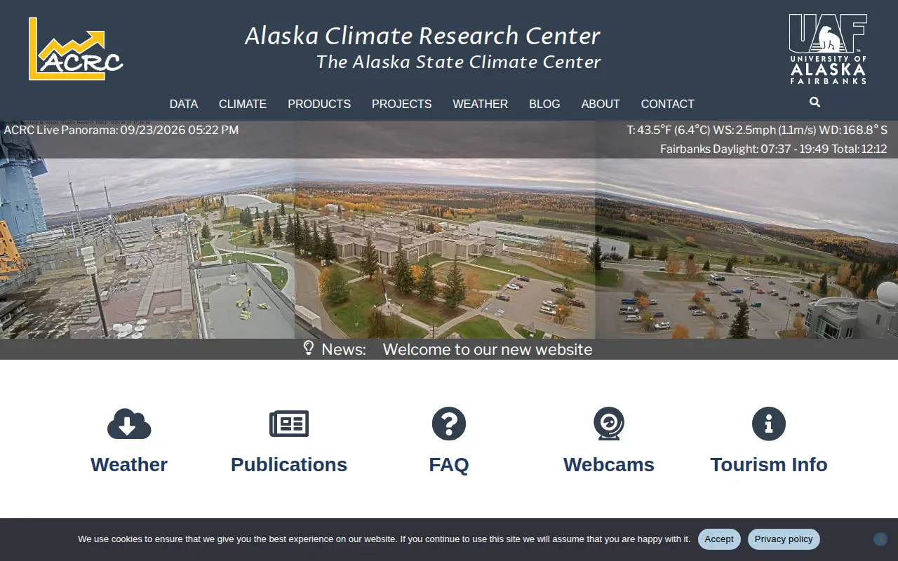 Alaska Climate Research Center website preview