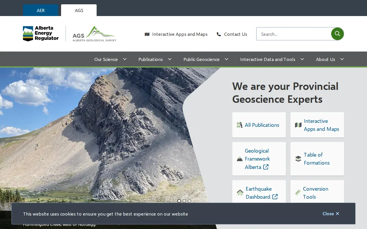 Alberta Geological Survey website preview