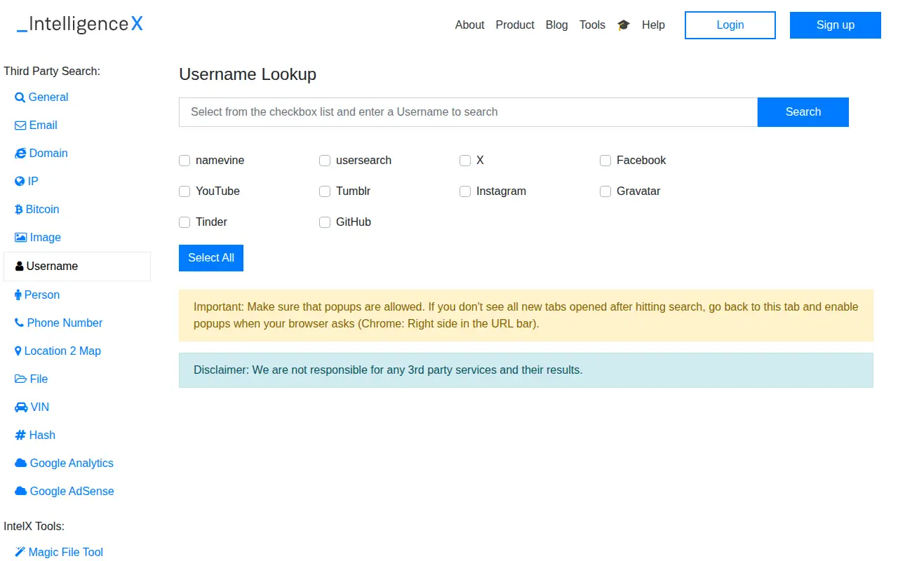 Tools website preview