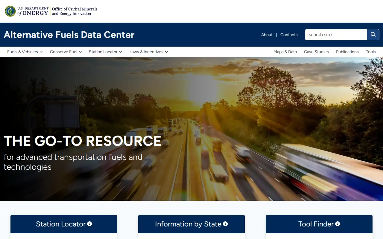 Alternative Fuels Data Center website preview