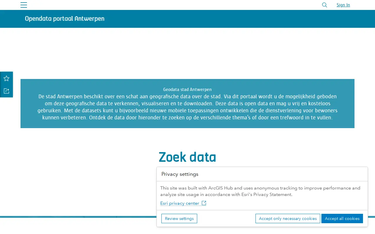 Antwerpen opendata website preview