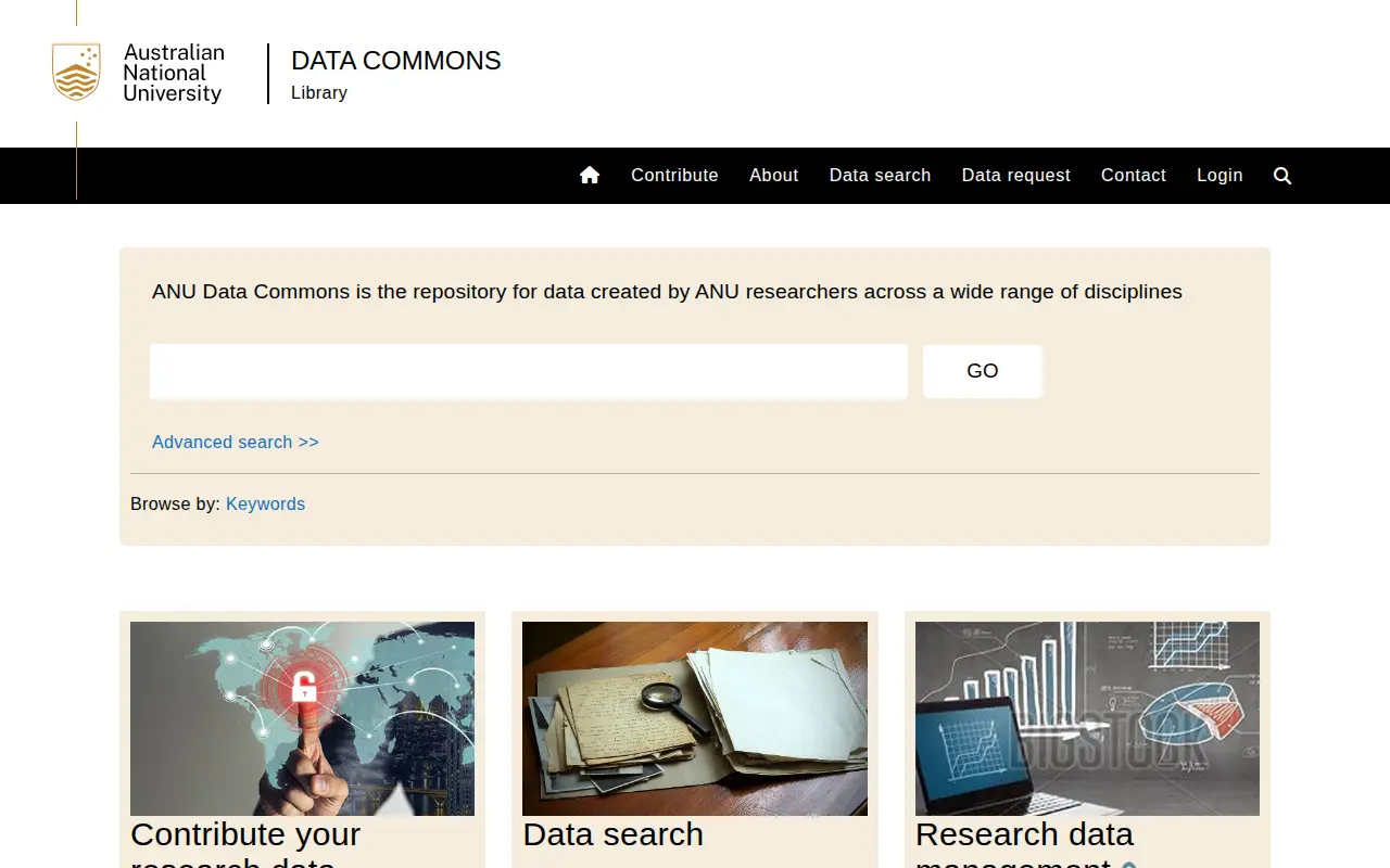ANU Data Commons website preview
