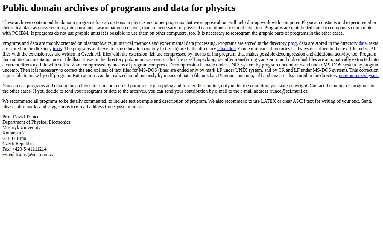 Archives of programs and data for physics website preview