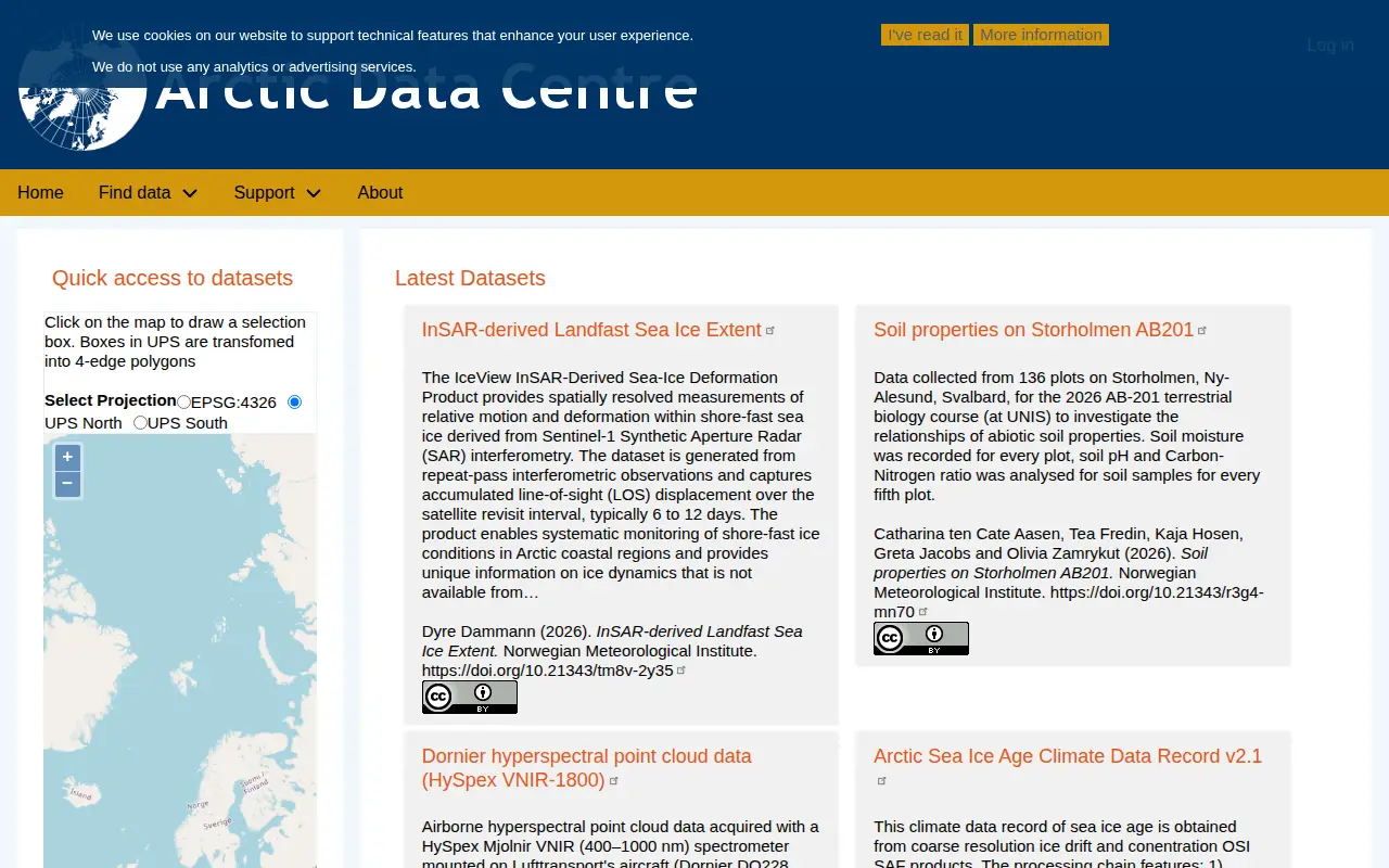 Arctic Data Centre website preview