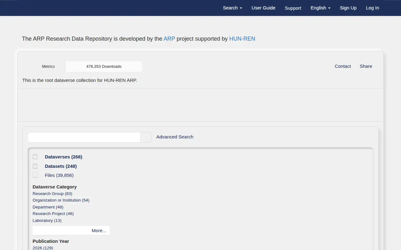 ARP Research Data Repository website preview
