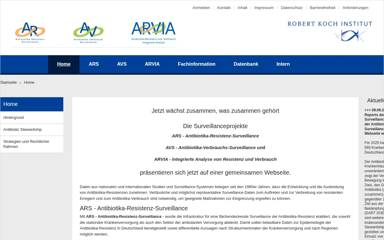 ARS website preview