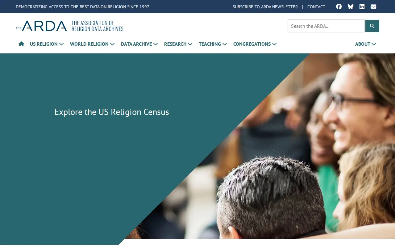 Association of Religion Data Archives website preview