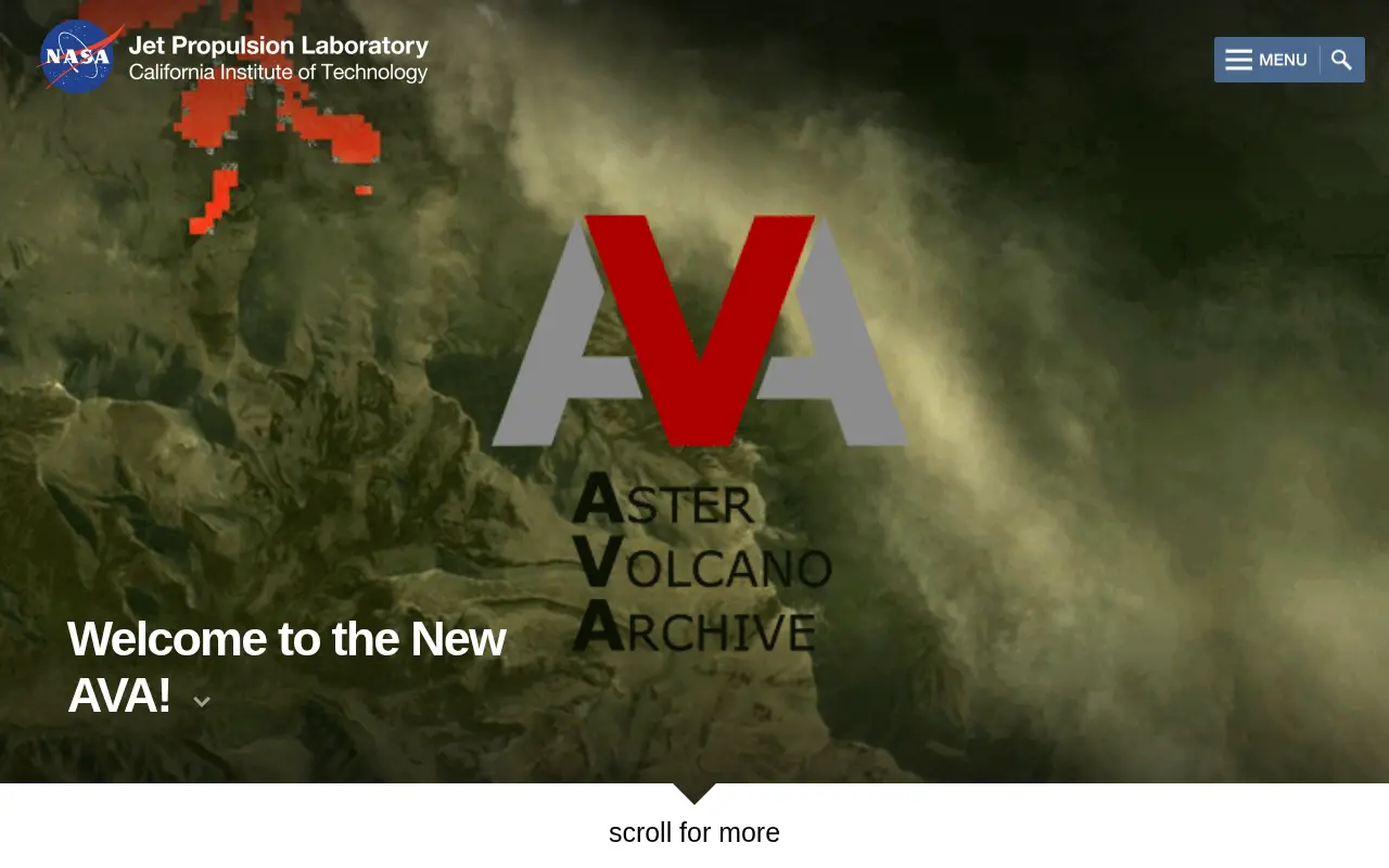 ASTER Volcano Archive website preview