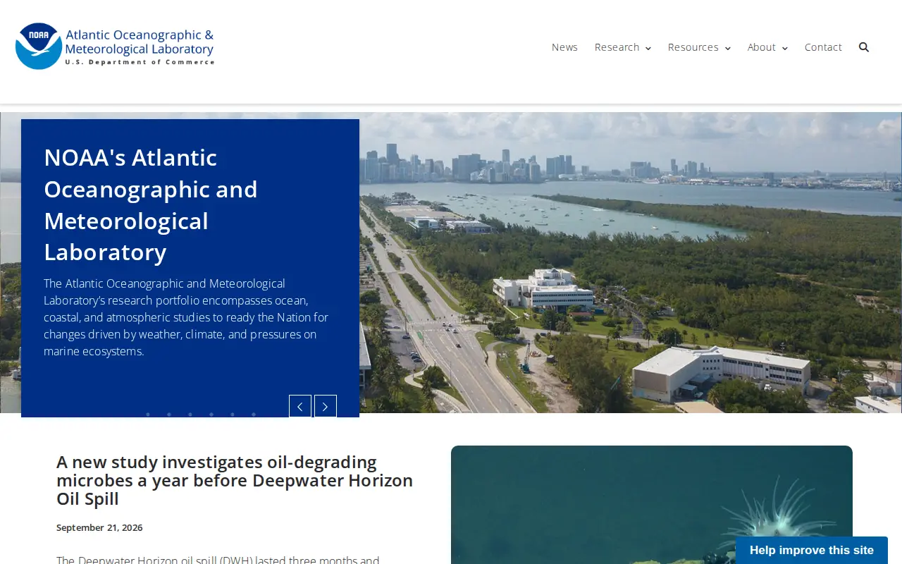 Atlantic Oceanographic and Meteorological Laboratory website preview