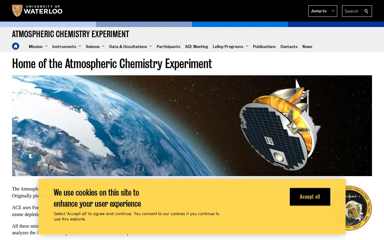 Atmospheric Chemistry Experiment website preview