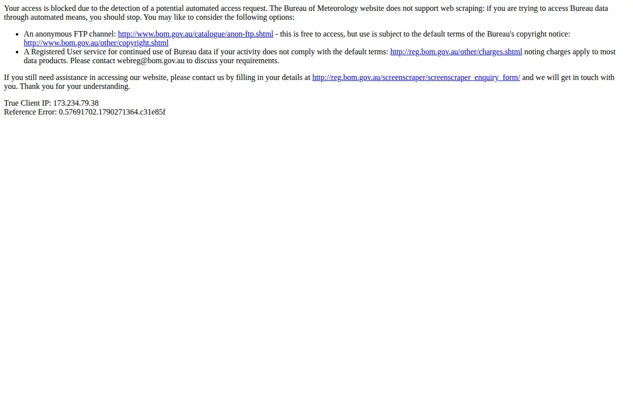 Australian Bureau of Meteorology data catalogue website preview