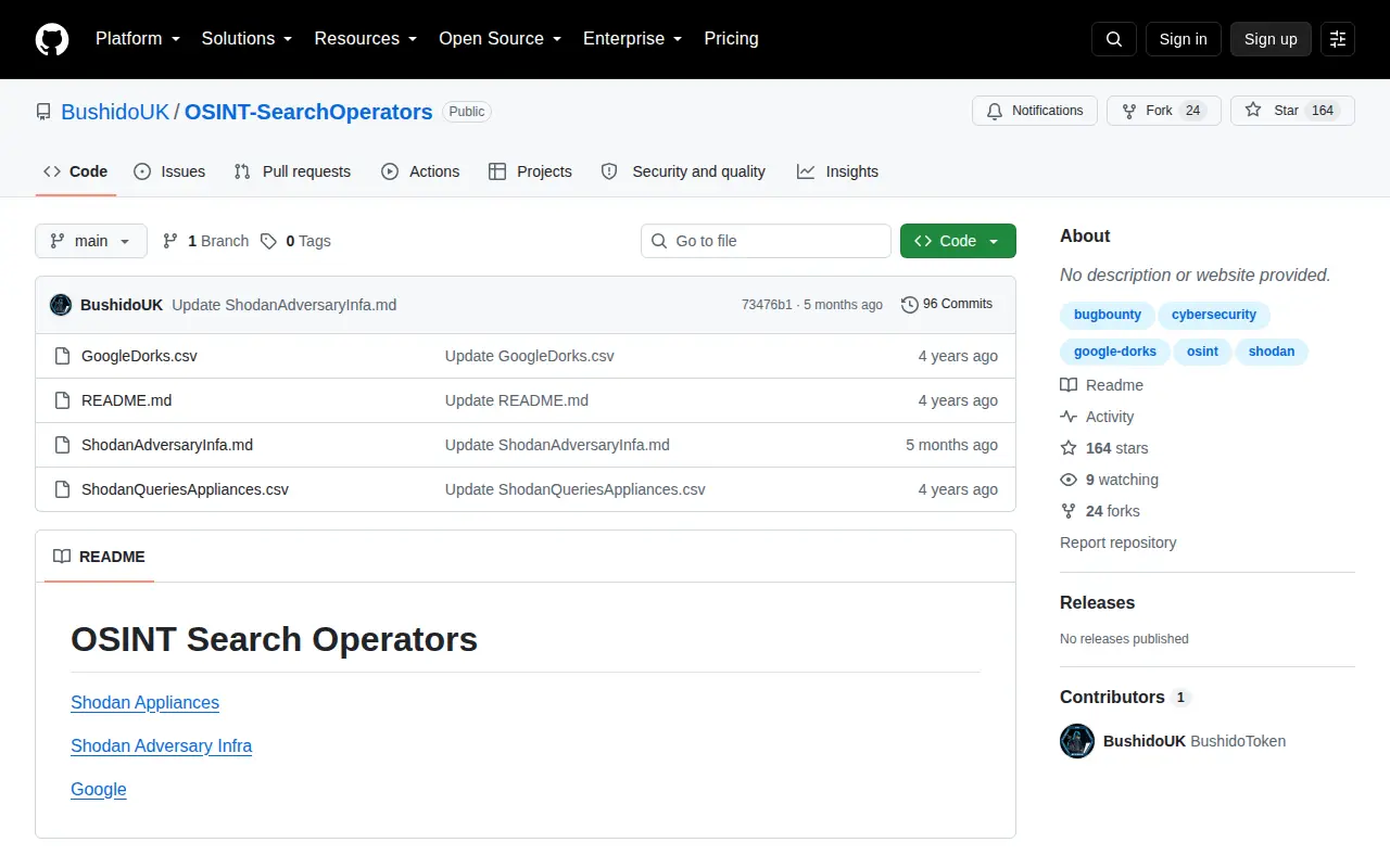 OSINT Dorks website preview