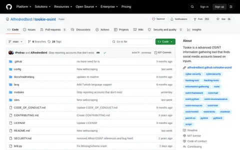 Preview of Tookie-OSINT