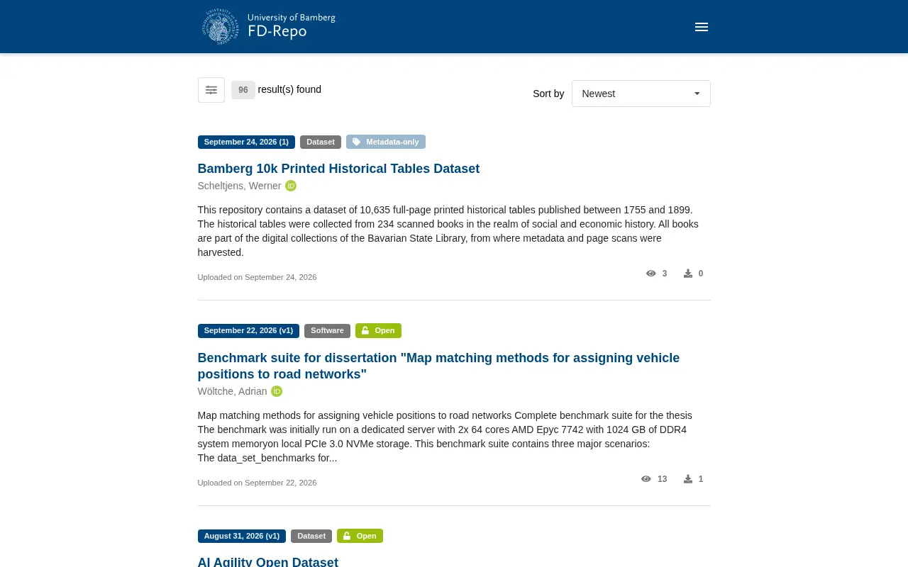 Forschungsdatenrepositorium der Otto-Friedrich-Universität Bamberg website preview