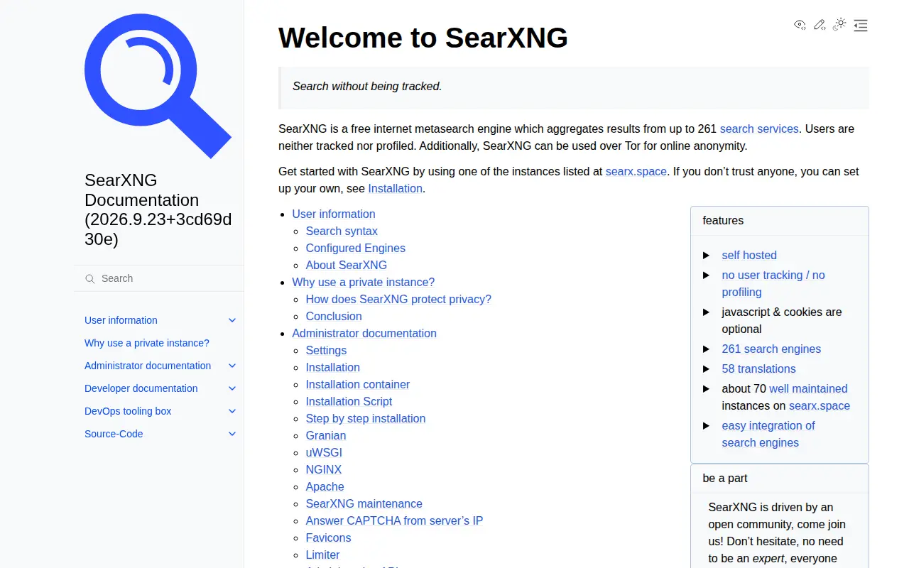 Preview of SearXNG
