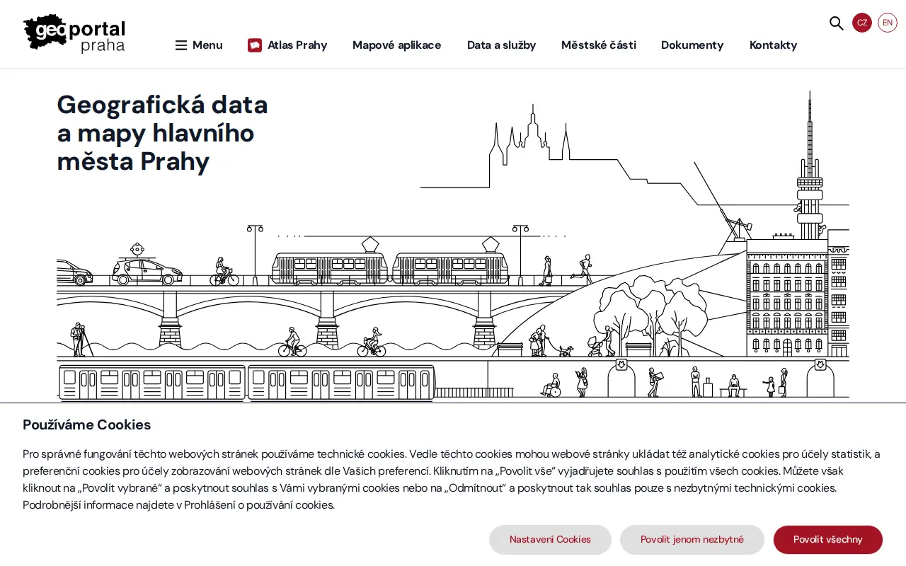 Geoportal of the city of Prague website preview