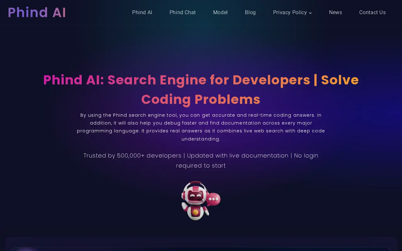 Phind website preview