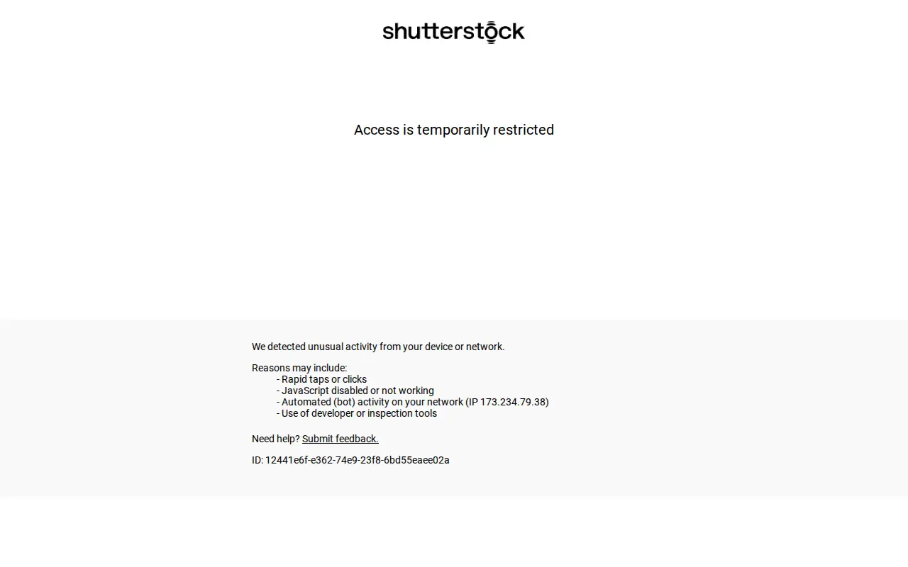 Shutterstock website preview