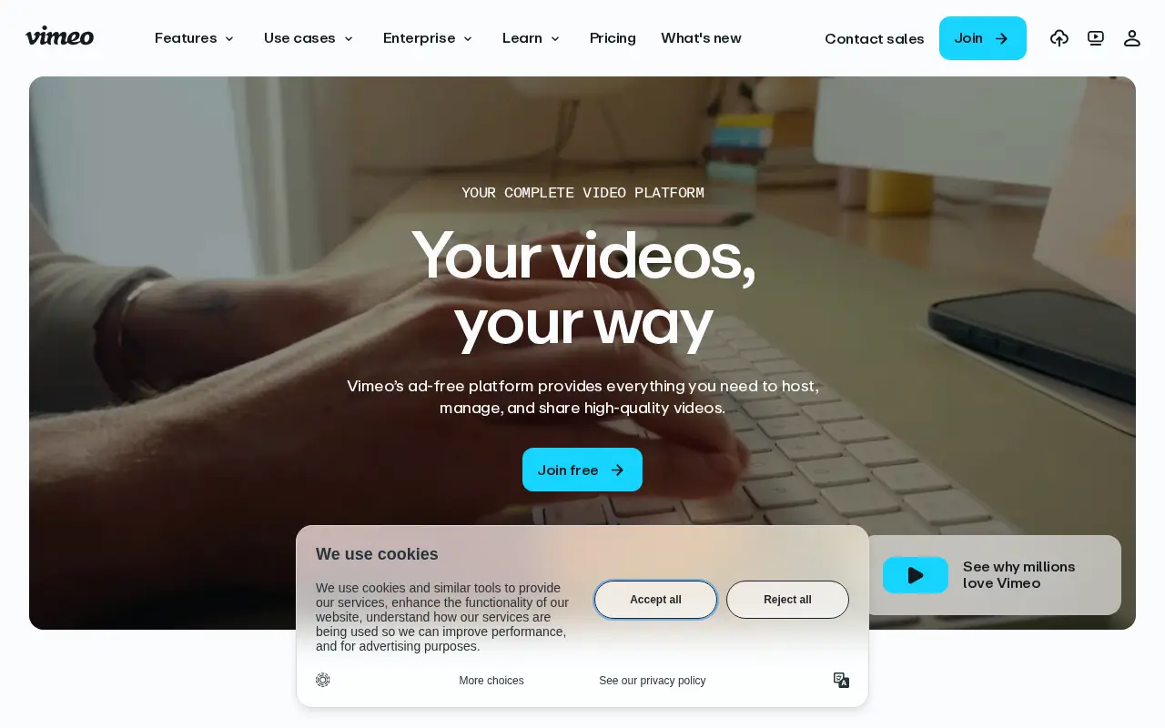 Vimeo website preview